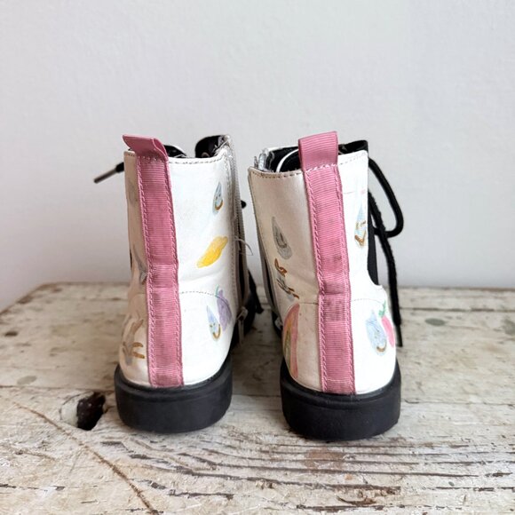 Sugar Girls White Faux Leather Lace Up Mid Calf Boots Size 13 Original Artwork - Picture 6 of 10